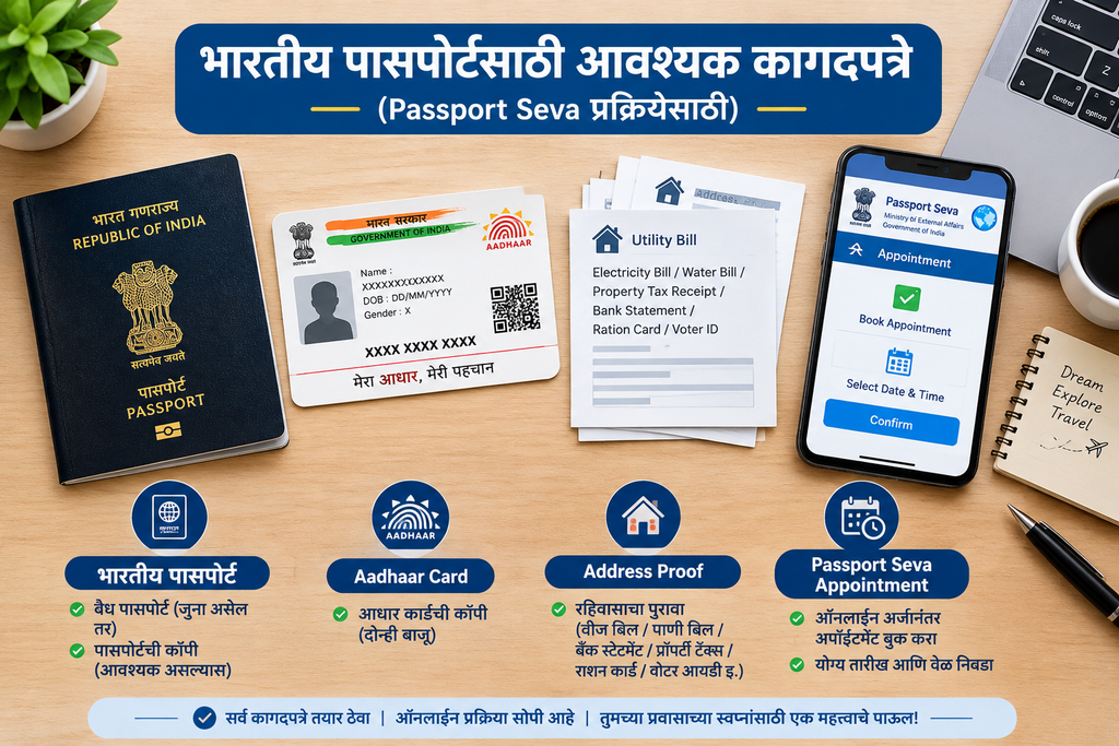 पासपोर्टसाठी आवश्यक कागदपत्रे आणि अर्ज प्रक्रिया
