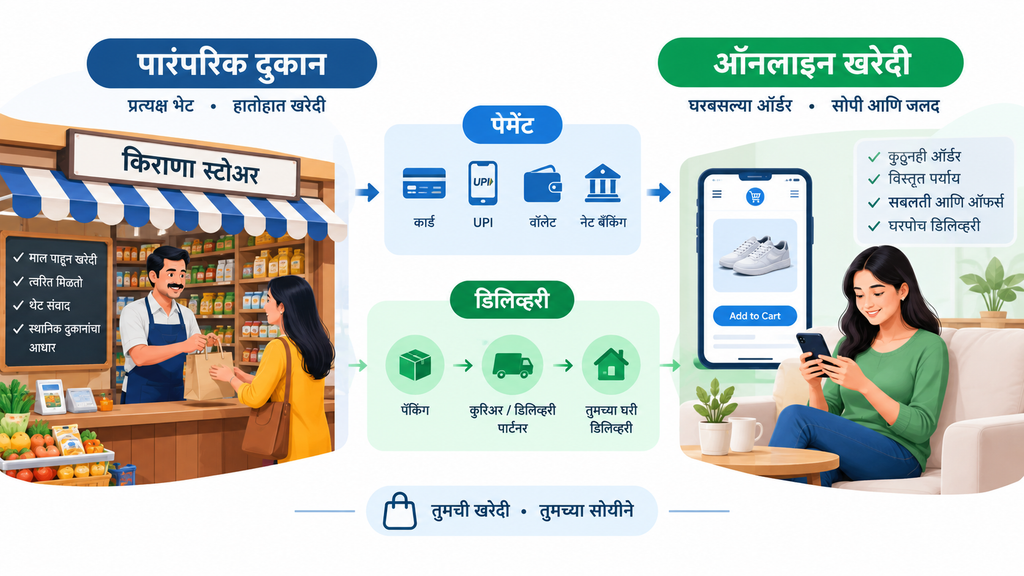 ई-कॉमर्स व्यवसायात ऑनलाइन ऑर्डर, पेमेंट आणि डिलिव्हरीची प्रक्रिया