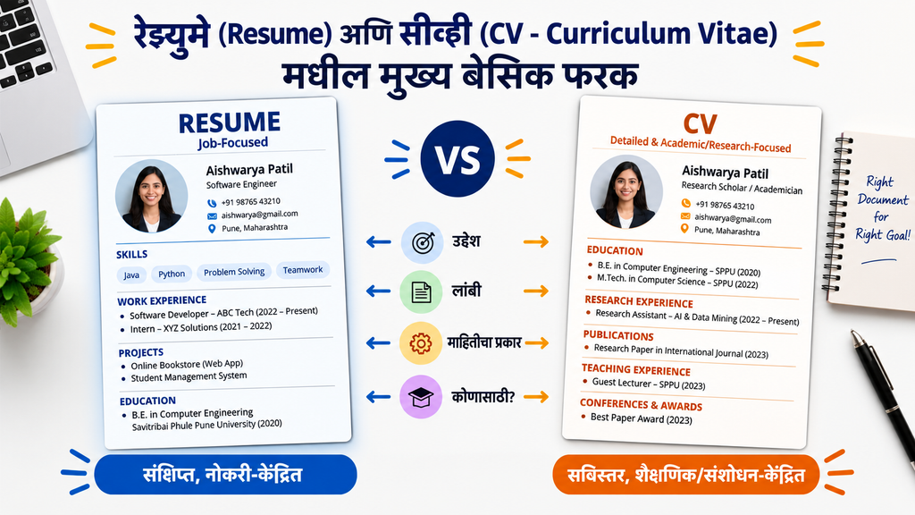 रेझ्युमे आणि सीव्ही मधील फरक